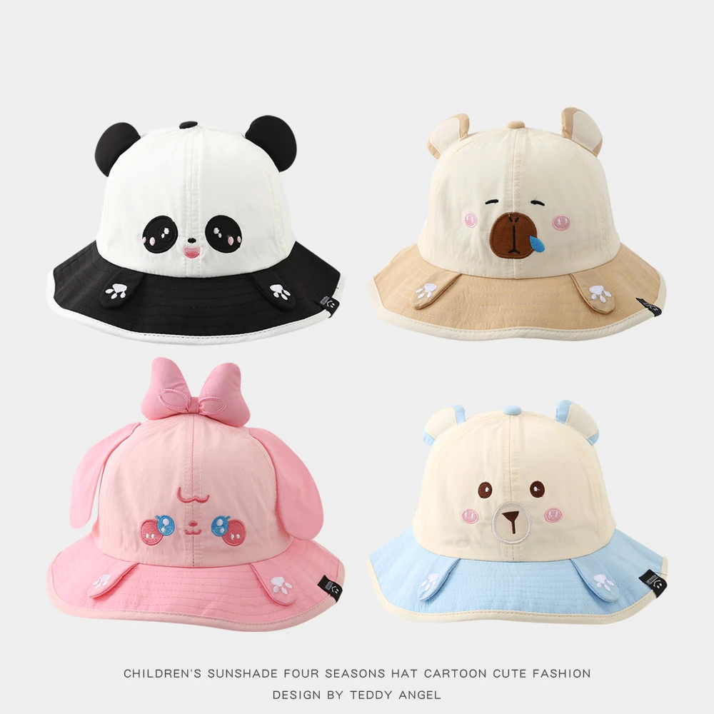 建议2-5岁 卡通宝宝帽子夏季速干遮阳防晒帽男女童户外春秋渔夫帽