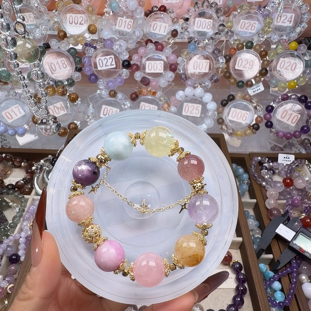 手链银S925镶嵌烟晶