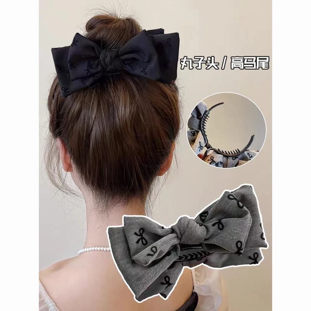 优雅蝴蝶结丸子头抓夹夹女高级感网红爆款秋冬头饰气质新款发饰