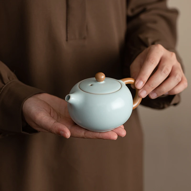 新款汝窑天青茶壶家用高档陶瓷泡茶器中式西施壶个人专用客厅单壶