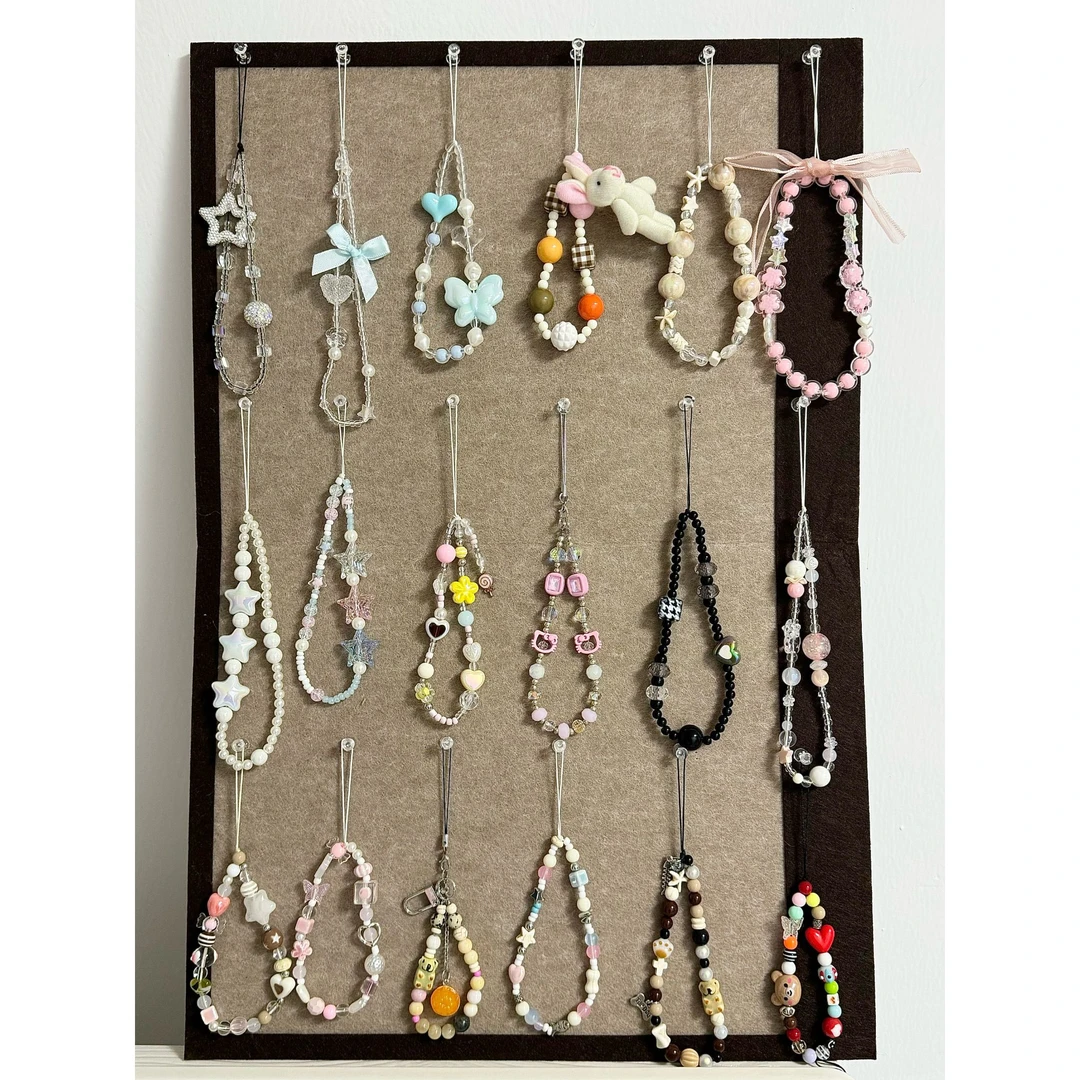 【C】ins风手机壳挂件手机链创意串珠diy可爱手机链条手机挂绳个性