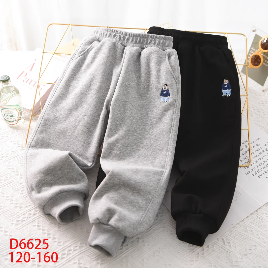 冬款青仓！儿童小熊刺绣夹棉加厚棉裤D6625