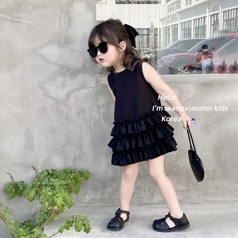 女童连衣裙夏季2025韩版无袖赫本风吊带裙宝宝蛋糕公主裙女童裙子