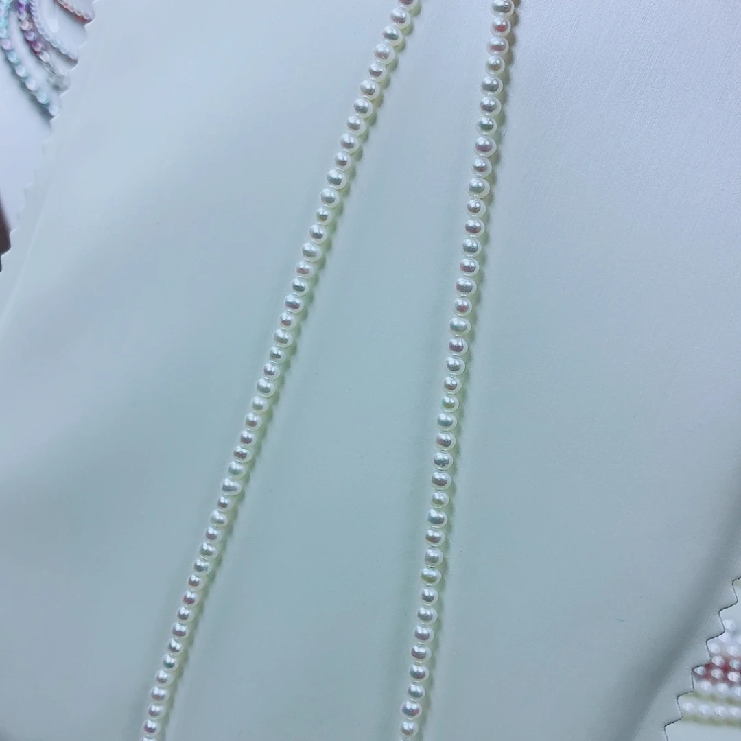 淡水珍珠银S925镶嵌颈饰4-4.5 小米珠