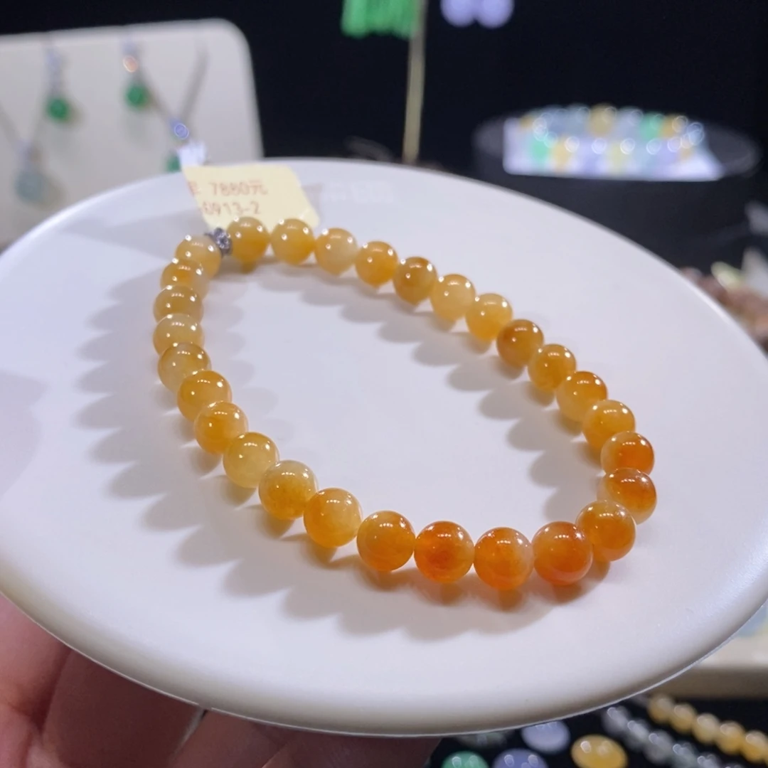 翡翠未镶嵌手串冰红翡手串卡6+