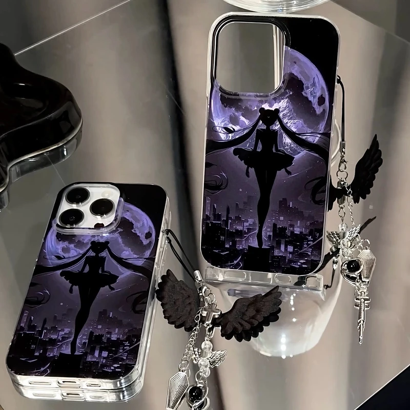 可爱暗黑美少女适用iPhone16苹果13挂件手机壳华为vivo小米oppo软