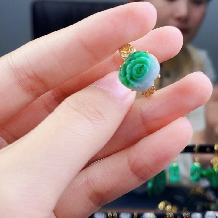 翡翠戒指银S925镶嵌饰品