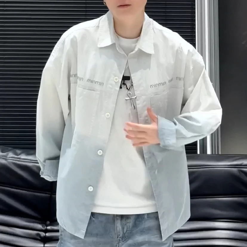 5607「渐变衬衣」男夏季薄款渐变棉衬衣外穿时尚