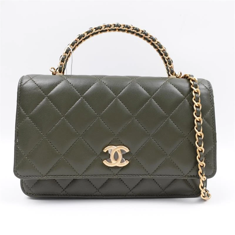 95新 Chanel/香奈儿 香奈儿绿色羊皮菱格单肩包/T_ZY0000258605