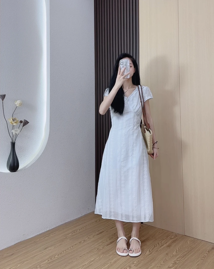 【小个子定制】法式V领甜美夏季温柔风初恋茶歇收腰公主裙