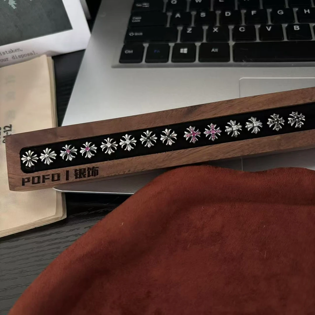 925银耳饰 通体S925银耳钉十字花耳钉-银子弹耳堵 SLYZ002