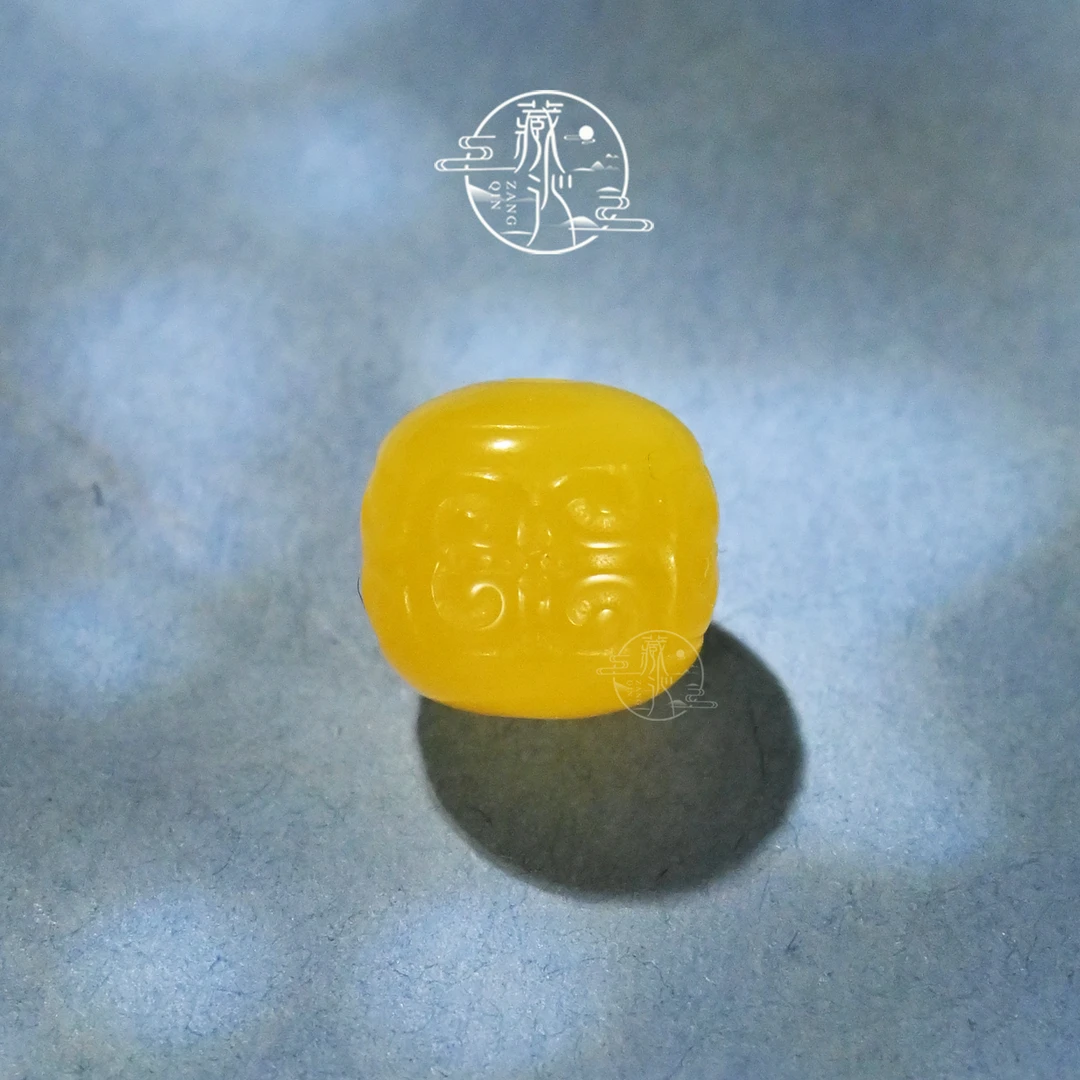 8/10/12MM黄玛瑙回纹老型桶珠文玩水晶手串DIY配饰顶珠腰珠散珠子