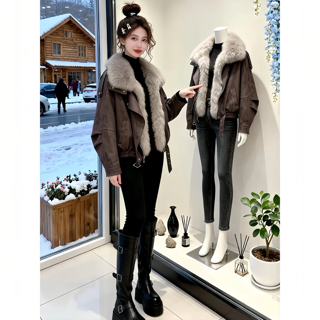 气质高级感绝美巨好看加厚毛毛短外套女今年流行爆款