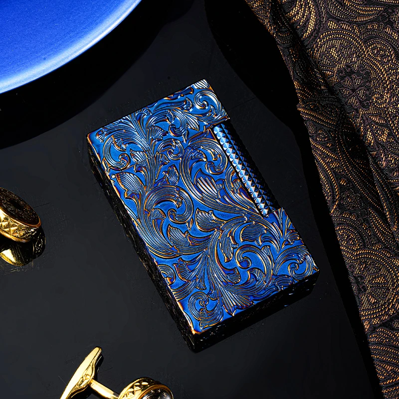 TSHOMX【盛世唐草】复古纯铜淬火烤蓝纯铜朗声打火机送男友生日礼物