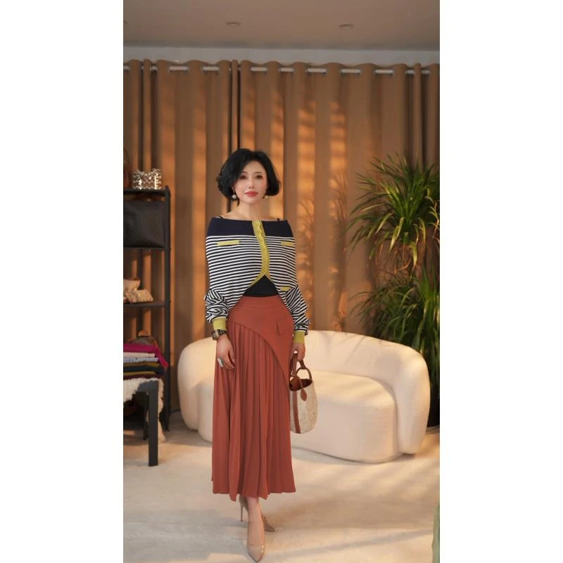 【楠姐专享】针织蓝白条纹·开衫23196