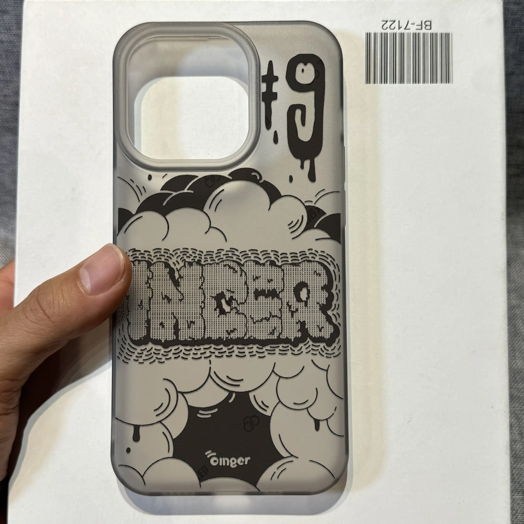 卡通英文适用reno小米14手机壳11苹果15Promax防摔vivo华为OPPO