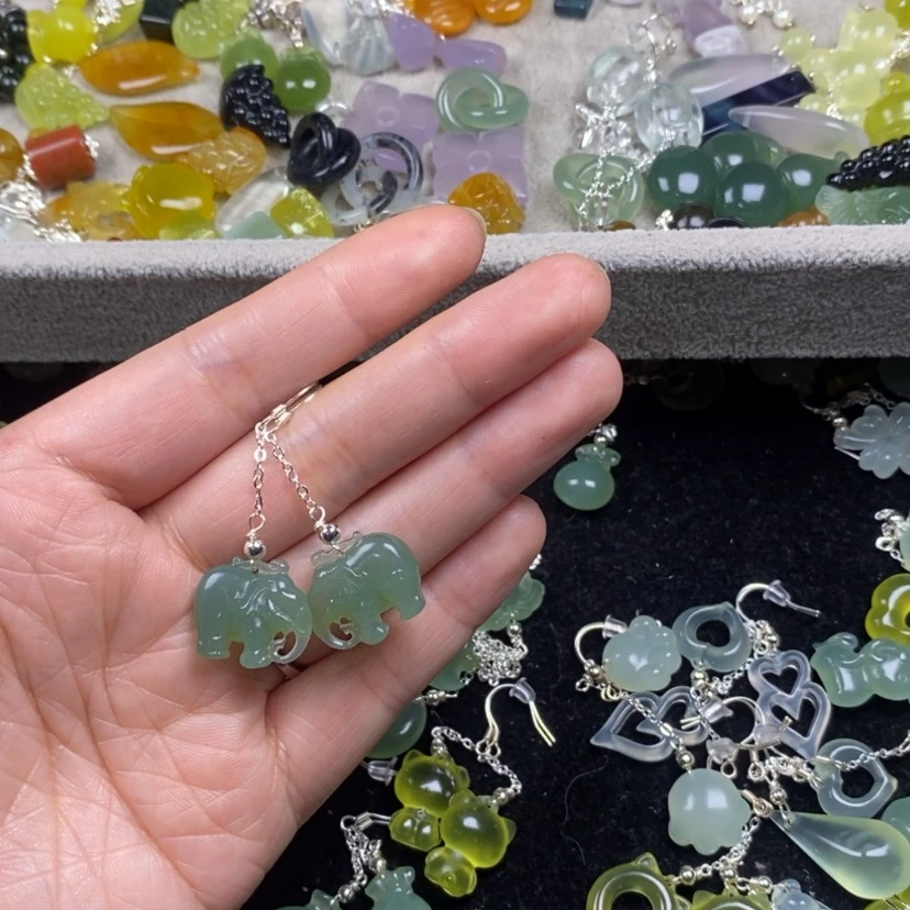 【闪购商品】蛇纹石玉挂件耳饰耳环项链未镶嵌