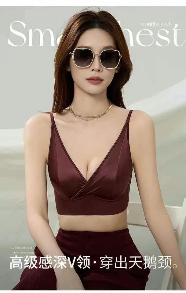 春款深v法式高级缎面聚拢型舒适款内衣美背252