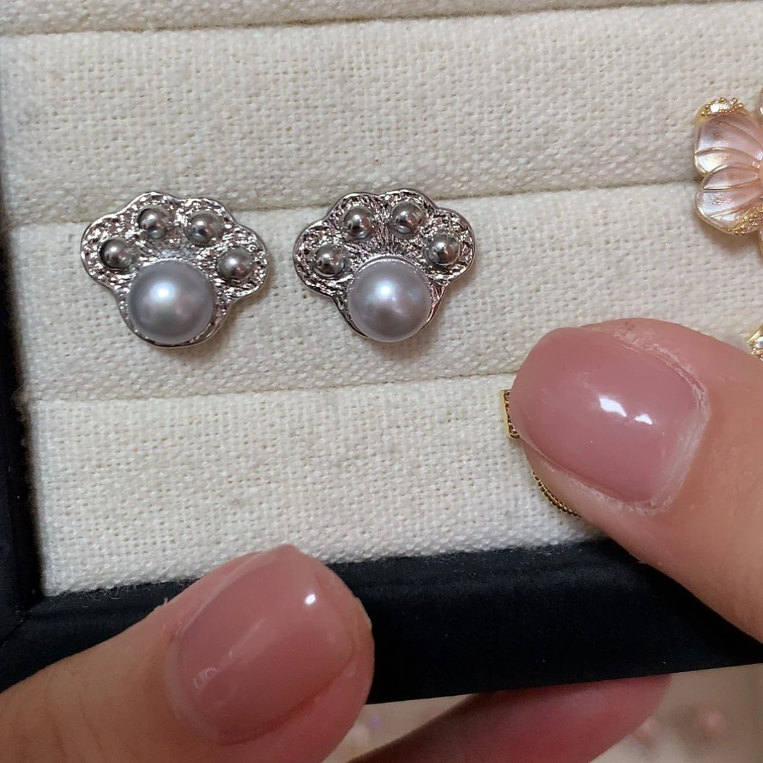 淡水珍珠耳饰合金