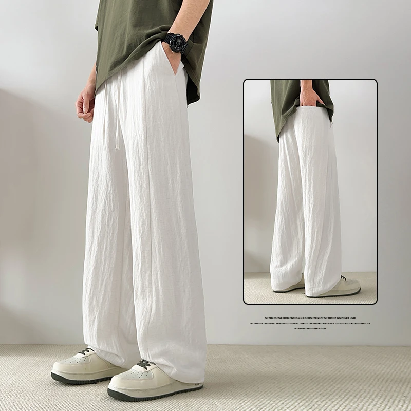 仓石一树夏季2025年新款宽松直筒垂感休闲裤男款冰丝透气阔腿裤子