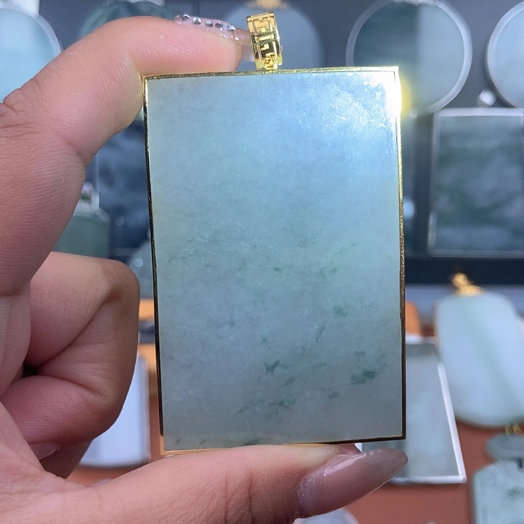 翡翠18K金镶嵌吊坠(不含链)