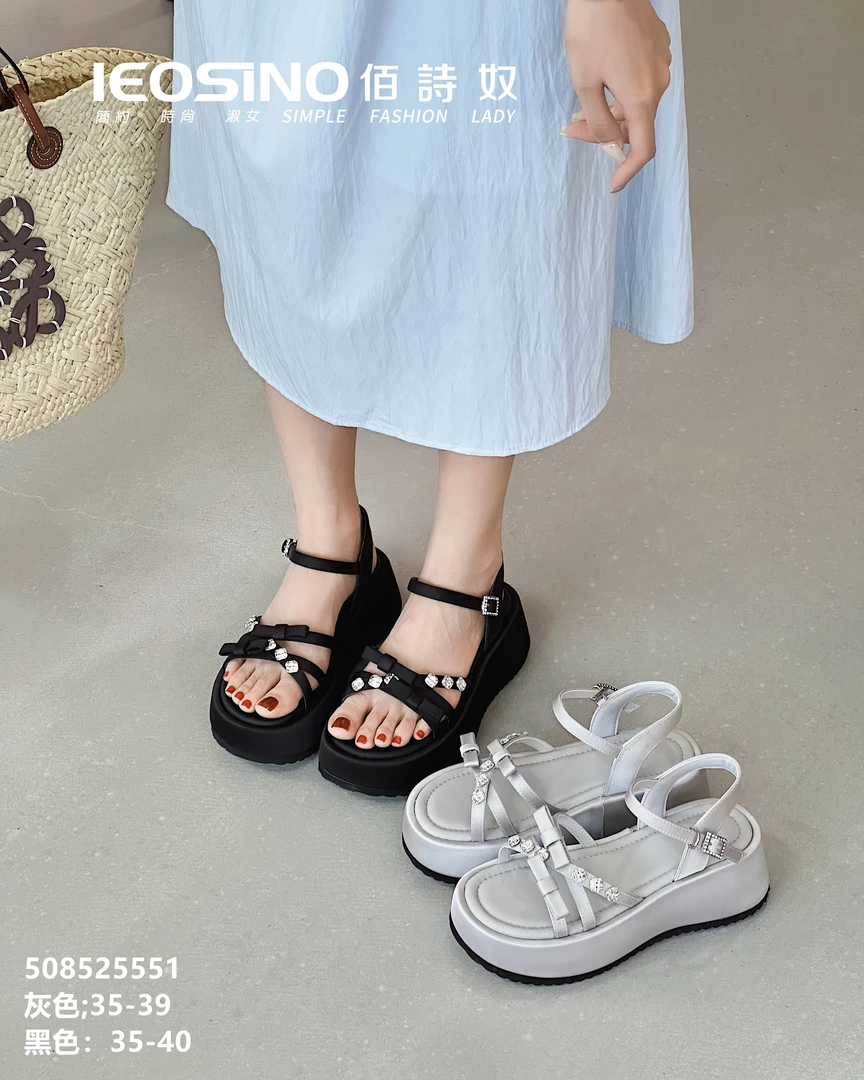 508525551佰诗奴2025年夏款时尚厚底露趾沙滩凉鞋百搭包脚增高