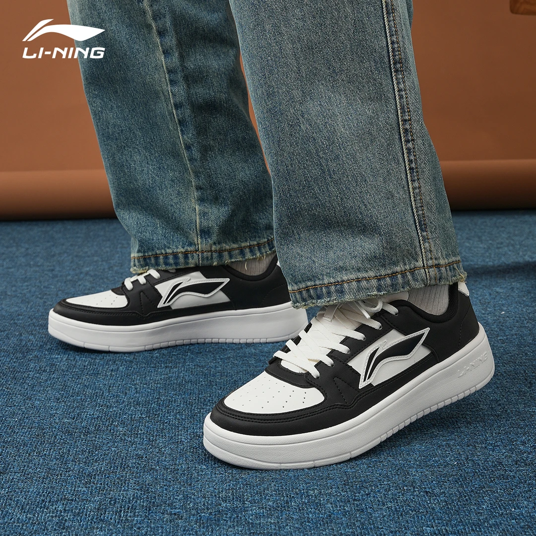 李宁月临板鞋男款2025新品痞帅透气经典熊猫板鞋学生透气运动男鞋