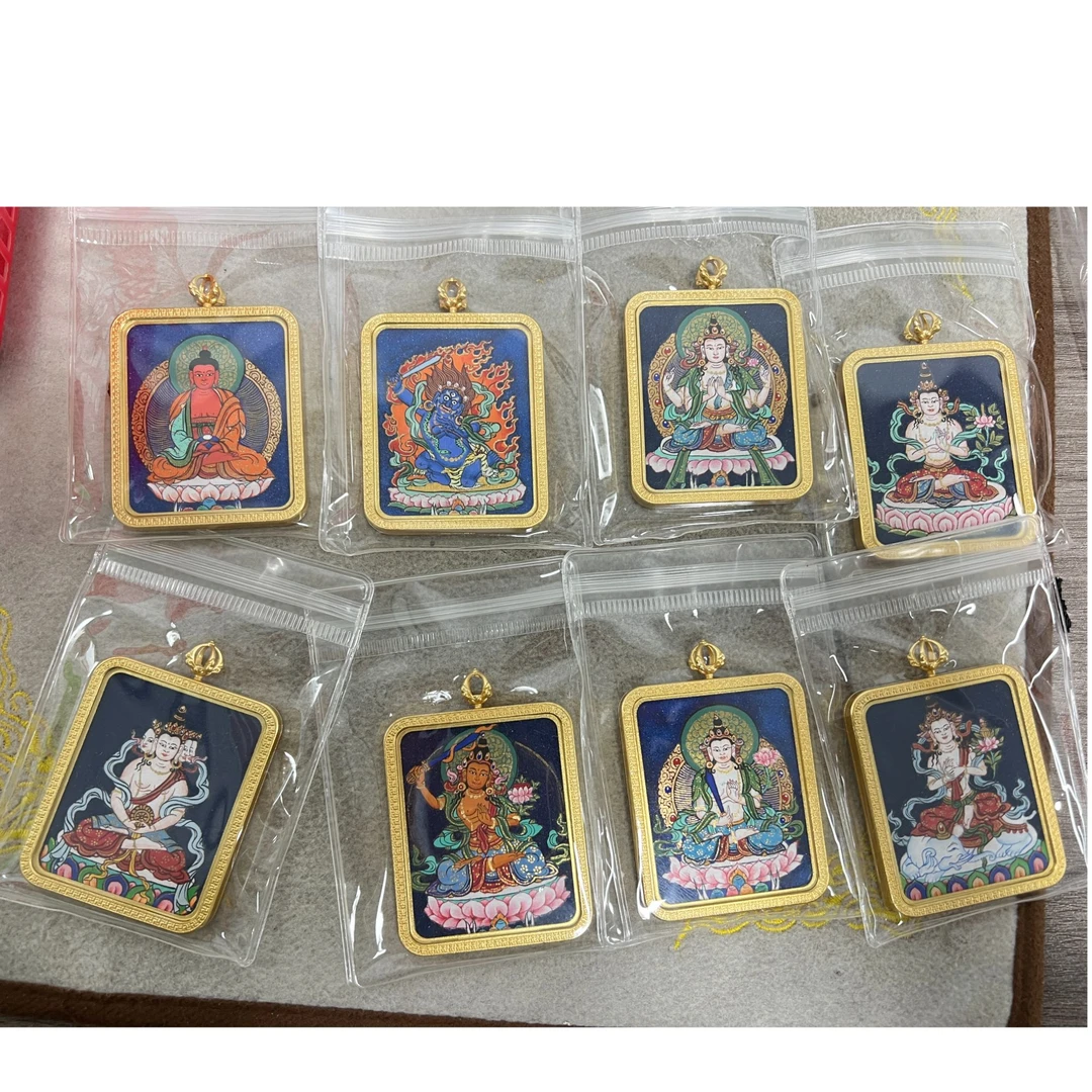 非金属布艺吊坠 蓝底 八大守护唐卡