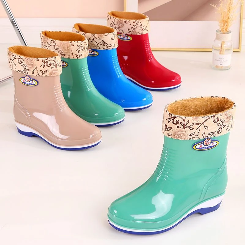女装时尚女平雨鞋女款中筒成人防水加绒水鞋短筒防滑水靴厨房雨靴