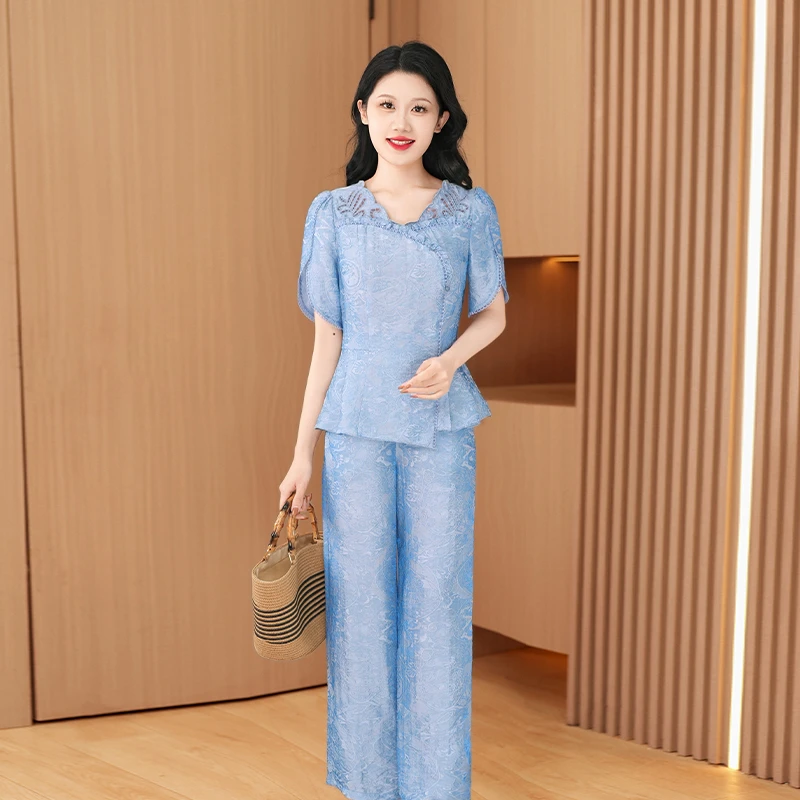 【上衣+裤子】优雅新款气质时尚大气减龄休闲收腰显瘦套裤26402