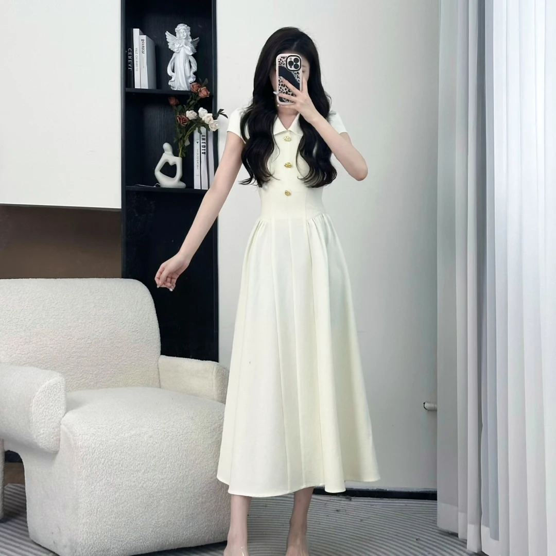 拉夏贝尔【一见倾心】25夏季甜美洋气白色千金短袖连衣裙 10516 AXJ