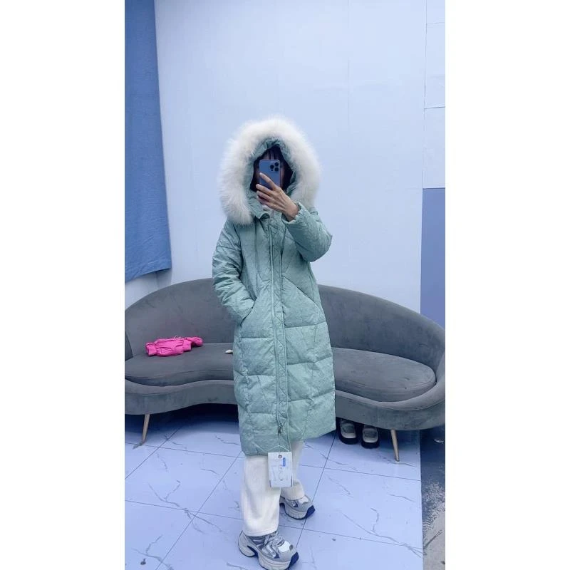 90羽绒服时尚百搭女士连帽潮流中长款冬季B15-10