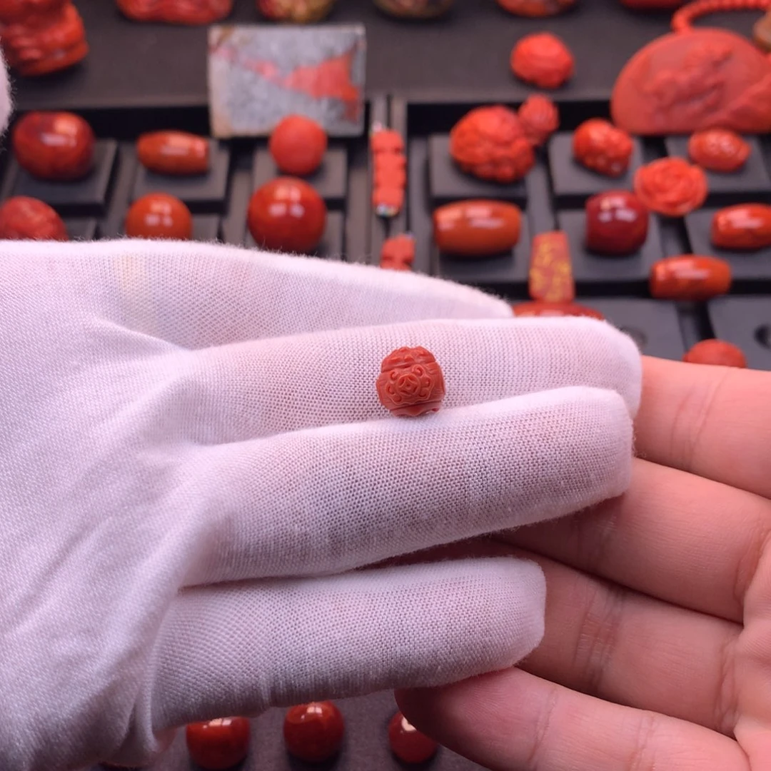 南红玛瑙未镶嵌精工雕刻聚宝炉顶珠10.5mm