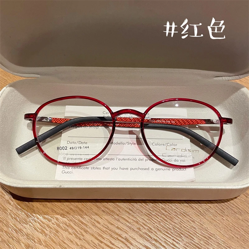 时尚复古波尔多红复古近视可配高度数防蓝光散光圆形素颜显白眼镜