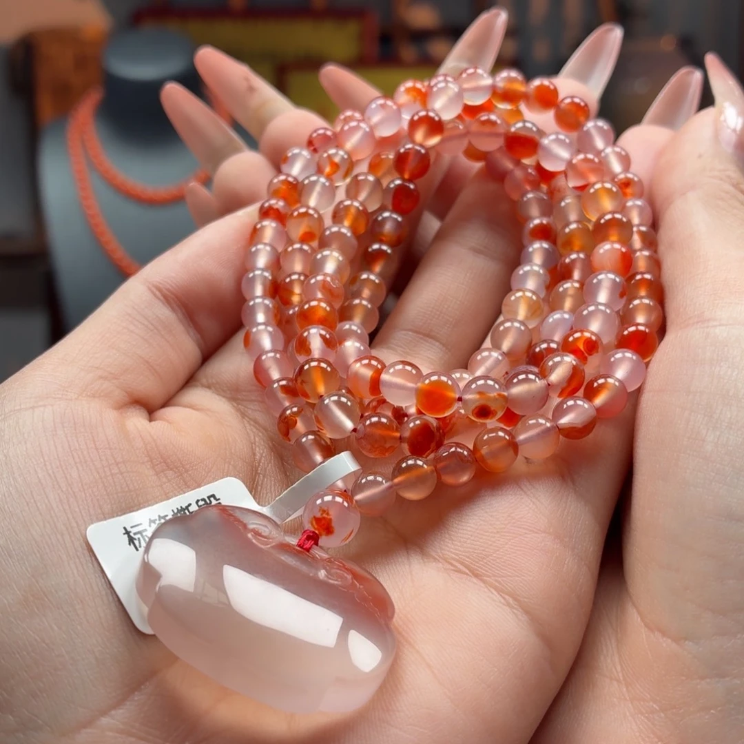 南红玛瑙未镶嵌多圈原矿保山南红干掌冰飘多圈卡6+