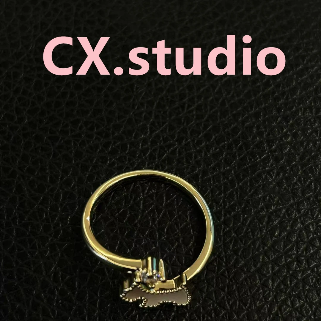 铜合金合成锆石戒指 小白狗戒指 2009