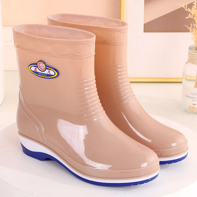 新款女士时尚雨鞋短筒防滑防水胶鞋加绒保暖成人雨靴中筒水鞋厨房