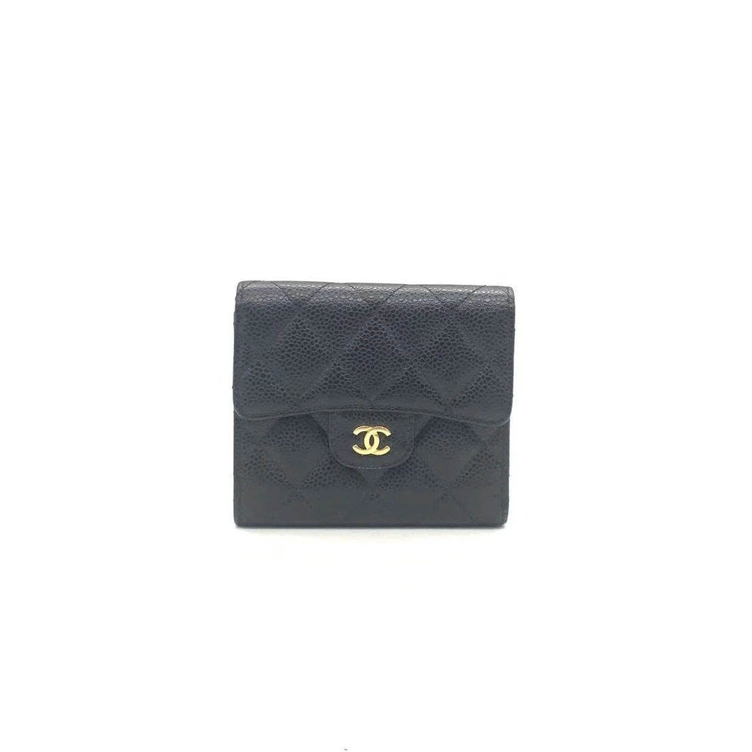 95新 Chanel/香奈儿 【安则专属】黑金卡包/26开