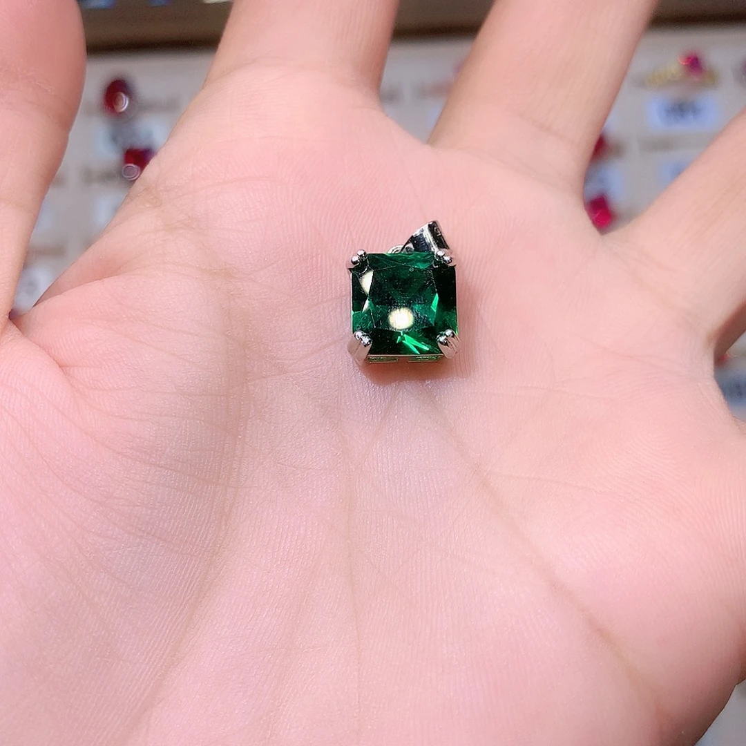 吊坠透辉石银S925镶嵌10白金 不带链