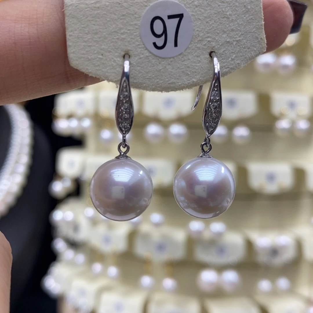 耳饰银S925镶嵌淡水珍珠