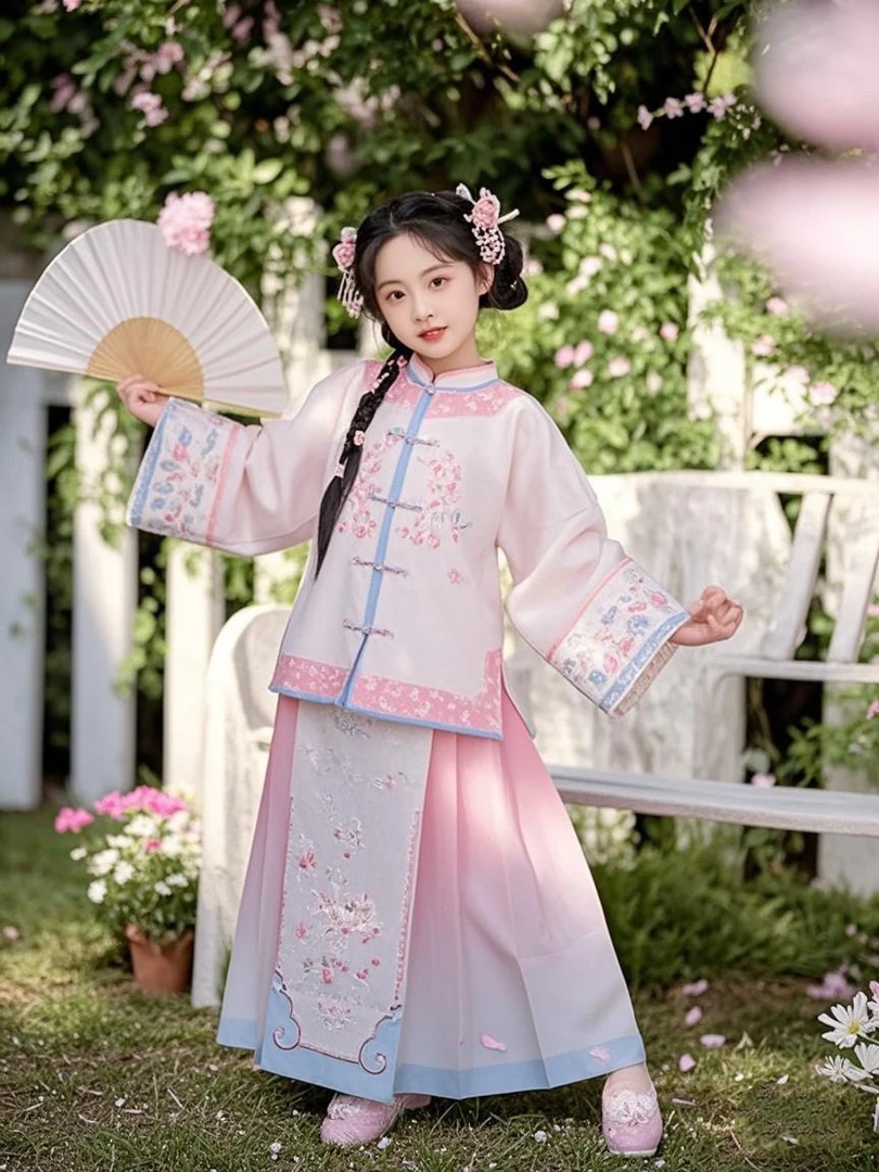 明制汉服女童春秋2025新款儿童古风古装女孩春季唐装国风高端长袖