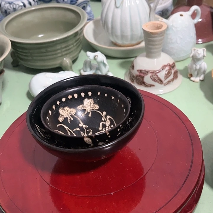 川***猫两个吉州窑的小盏