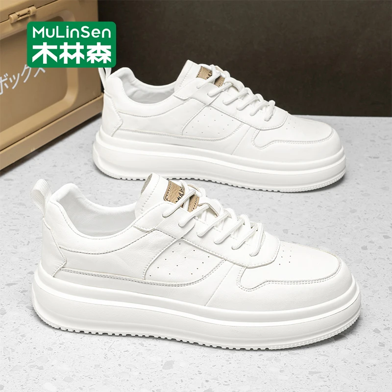 木林森板鞋男款2025新款秋季透气工作鞋一脚蹬软底男士休闲小白鞋