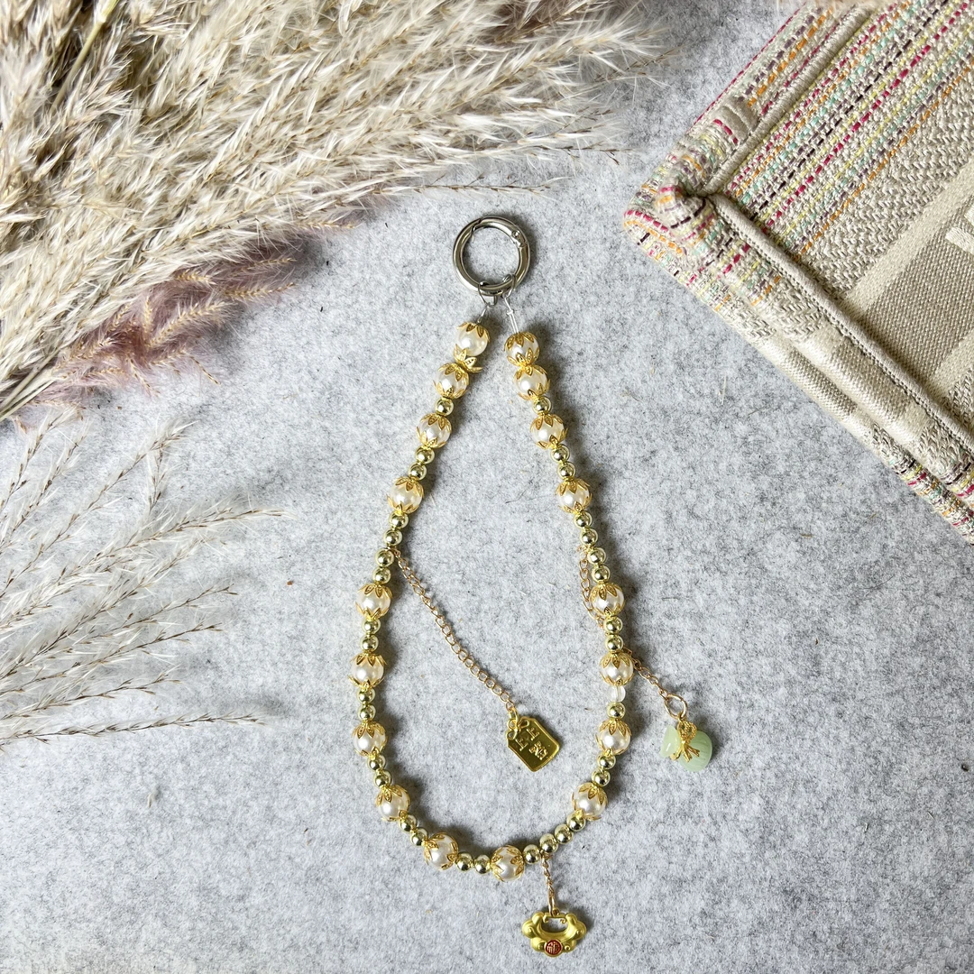 纯手工珠绳手机链包包挂饰DIY女生时尚可爱创意挂件防丢挂链通用