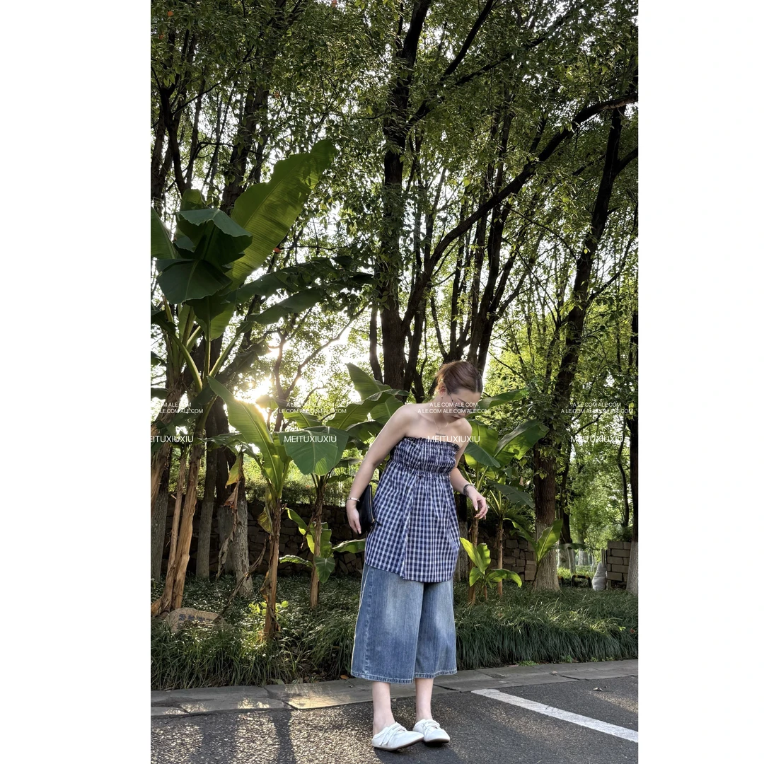 【阿乐家】大码微胖“格林尼治”设计感小众两穿打揽格纹半身裙