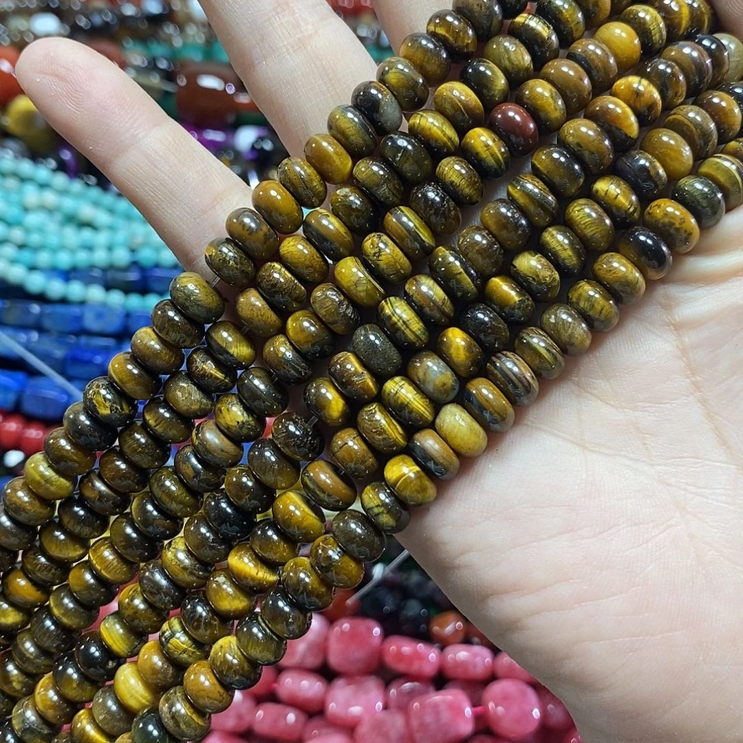 玛瑙/玉髓未镶嵌珠宝半成品虎眼算盘一条卡8mm