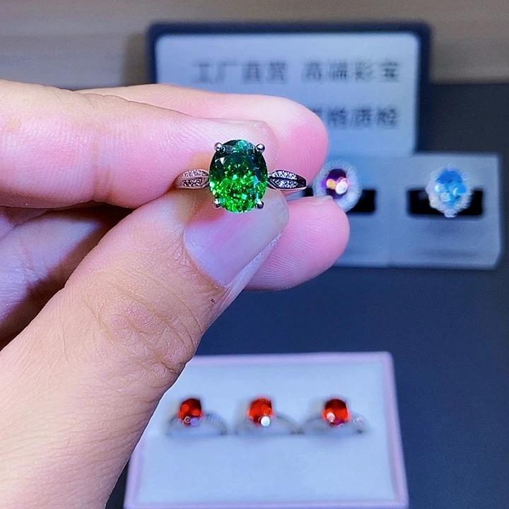 银S925镶嵌戒指碧玺