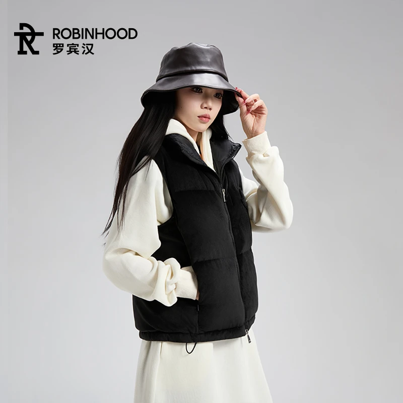 罗宾汉女款基础百搭丝绒羽绒马甲-Y-23YRMJ02