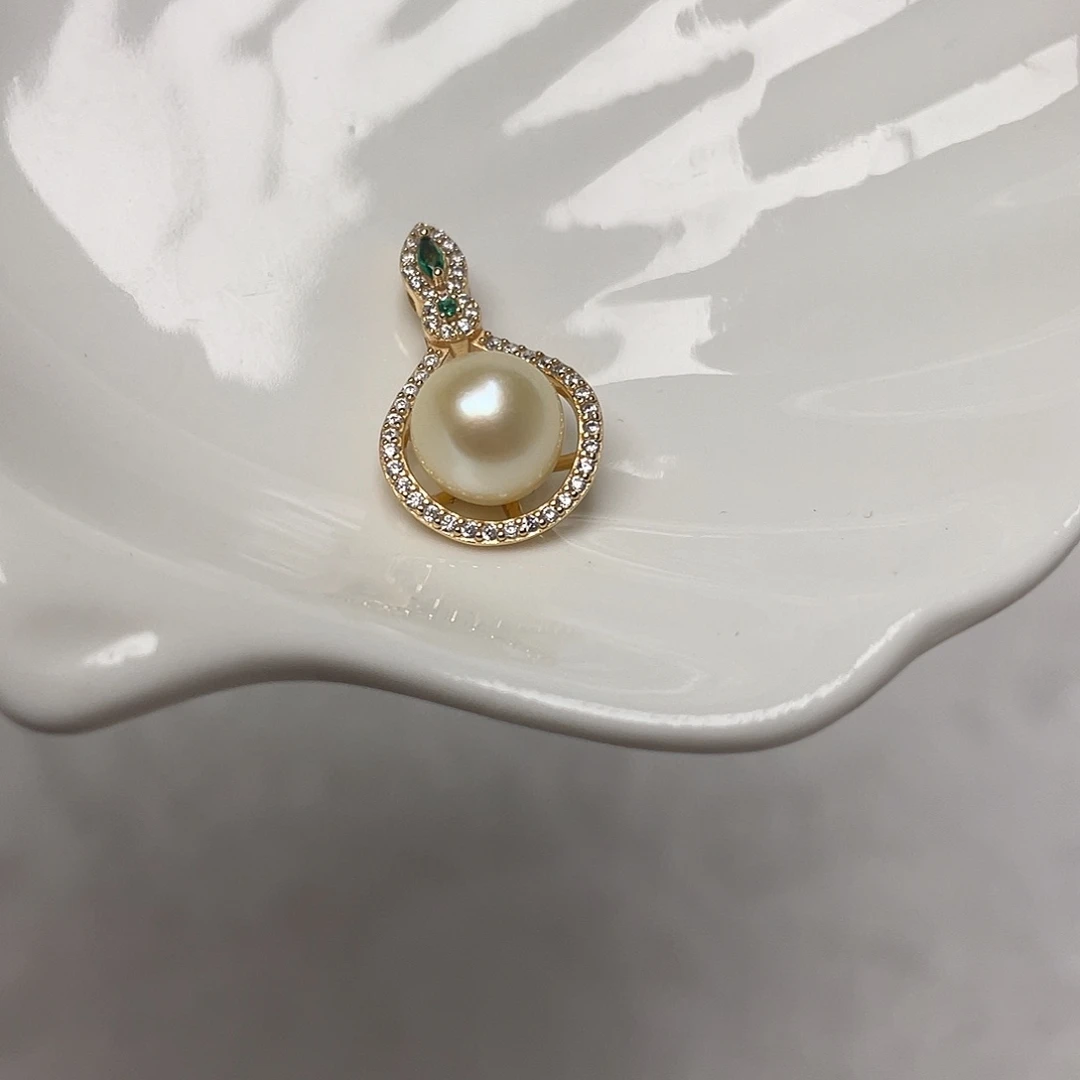 吊坠(不含链)银S925镶嵌海水珍珠