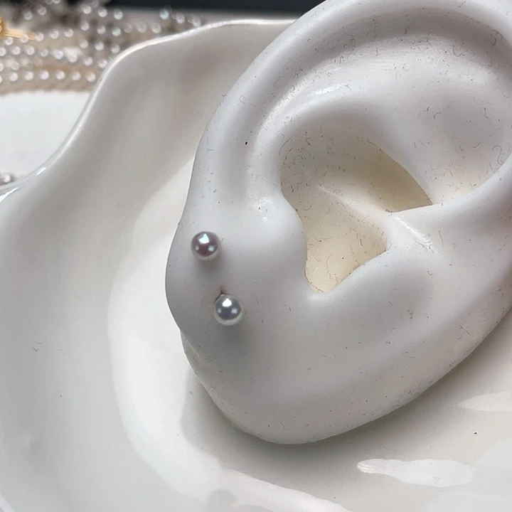 淡水珍珠耳饰银S925镶嵌挽*